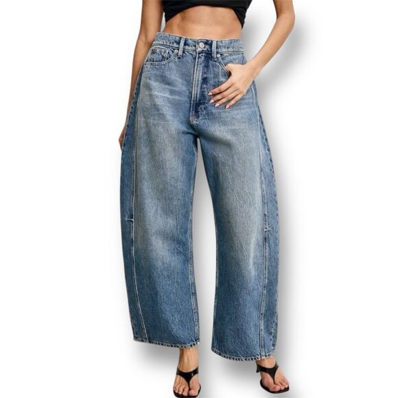 NWT Good American Extreme Barrel Jeans Size 8/29 Indigo $179 Wide-Leg Normcore - Picture 1 of 16